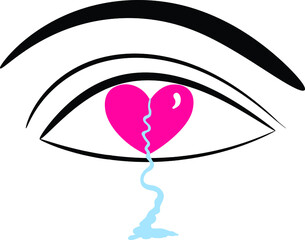Tears of broken heart...Breakup and heart break logo vector illustration