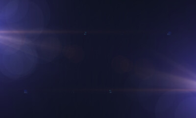 Obraz premium Sun Lens Flare Overlays. Lens Flare on black Background. Abstract Light background ,digital lens flare. Easy to add as Overlay or Screen Filter over Photos. 3D Rendering.