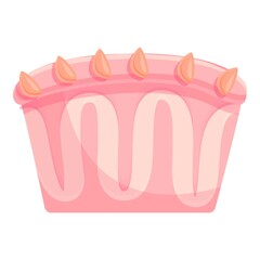 Pink wedding cake icon. Cartoon of pink wedding cake vector icon for web design isolated on white background