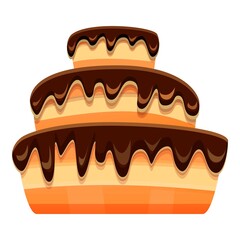 Tiramisu cake icon. Cartoon of tiramisu cake vector icon for web design isolated on white background