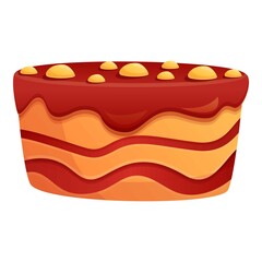 Nuts chocolate cake icon. Cartoon of nuts chocolate cake vector icon for web design isolated on white background