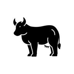 Black solid icon for cow
