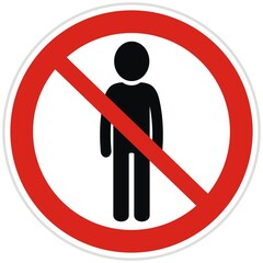 Prohibition of entry to pedestrians, traffic sign, vector icon. Black figure at red circle frame.