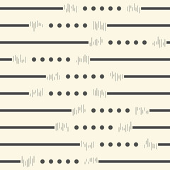 Seamless Circle and Stripe Pattern. Abstract Monochrome Background