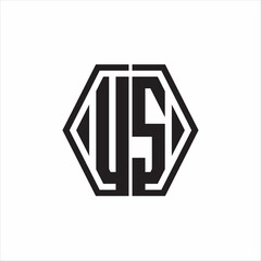 US Logo monogram with hexagon line rounded design template on white background