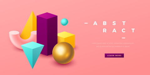 Abstract banner. Geometric shapes and elements. Vector illustration.