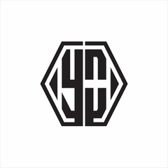 YO Logo monogram with hexagon line rounded design template on white background