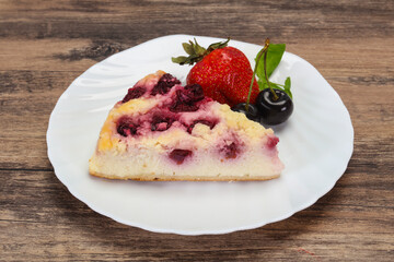 Cheesecake with cherry served strawberry