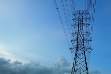 High voltage post.High-voltage tower sky background