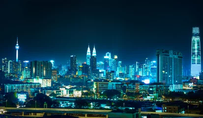 Fotobehang Panorama cityscape of Kuala Lumpur city center night view - Image © Image Craft