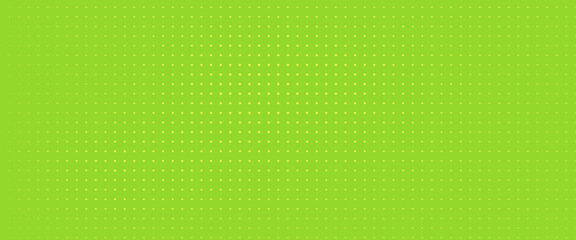 Green dotted background with yellow dots. Halftone pattern. Vector illustration. Trendy banner.