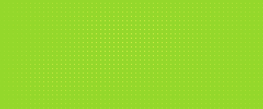 Green dotted background with yellow dots. Halftone pattern. Vector illustration. Trendy banner.