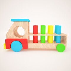3d rendering, 3d illustration. Children's color toy machine for the development of children.