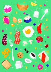 Set Breakfast. Vector illustration