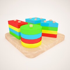 3d rendering, 3d illustration. Children's toys for development.