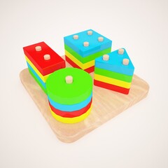 3d rendering, 3d illustration. Children's toys for development.