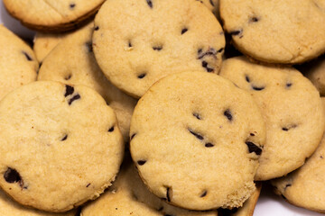 Chocolate chip cookies close up