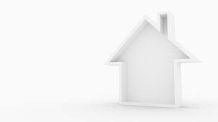 Empty house cross section isolated on white background with copy space. 3d rendering