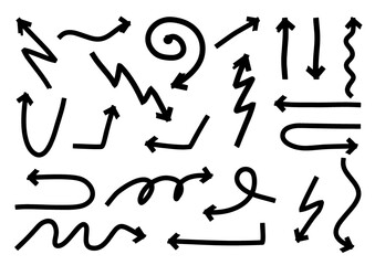 Set of hand drawn arrows doodle design elements Premium Vector
