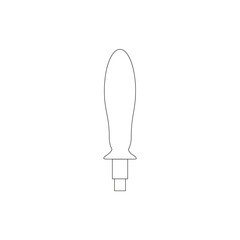 Outline screwdriver on a white background isolated. Vector contour illustration. Tools for repairing home appliances. Design element for a logo, banner, booklet, or business card.