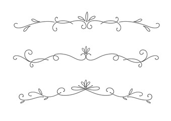 Collection of hand drawn decorative calligraphic elements Premium Vector
