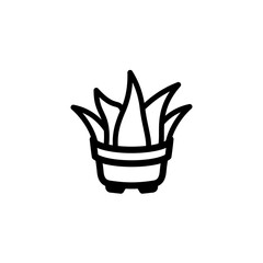plant in flower pot icon, line art design