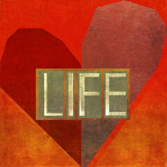 Textured background image depicting the message: Life