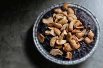 Homemade chocolate brownies with cashew nut
