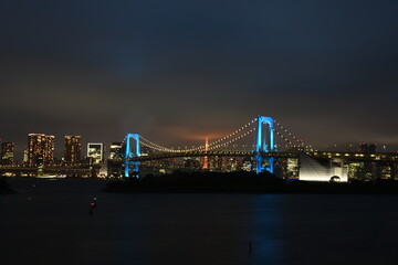 Blue rainbow bridge in Tokyo