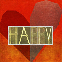 Textured background image depicting the message: Happy