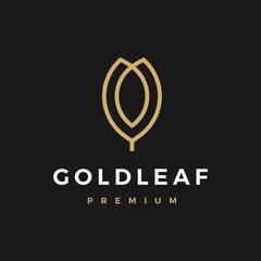gold leaf logo vector icon illustration