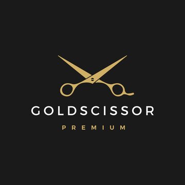gold scissor logo vector icon illustration