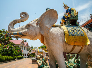  elephant statues inside Wat Damrey Sar (Damrey Sor Pagoda) a buddhist temple of Battambang,...