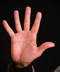 hand with stop sign
Hand-held Simian line
Palm reading
