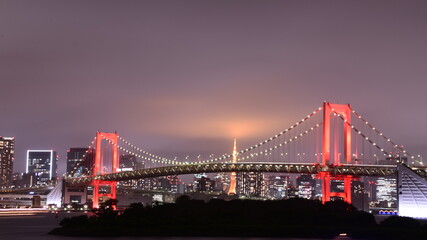 Red rainbow bridge in Tokyo