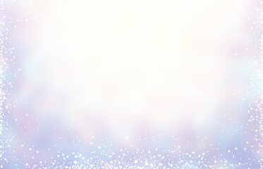New year decorative empty light blurred background. White blue lilac ombre pastel. Snow frame pattern. Winter wonderful illustration.