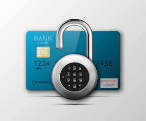 Credit card safe combination lock. Protection credit card. Safety badge banking. Defense finans. Security Plastic card software. Debit card electromagnetic chip Privacy Electronic money funds transfer