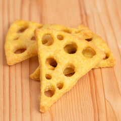 cheese cookie on a wood table