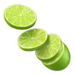 Sliced lime, isolated on white background