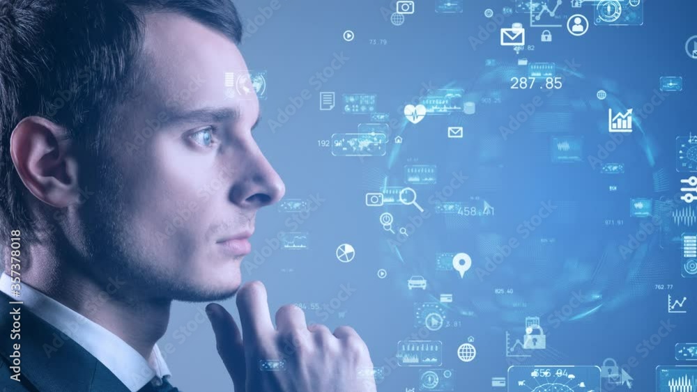 Poster business and technology concept. communication network. gui (graphical user interface).