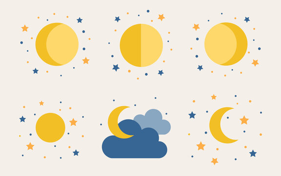 Weather Icons For Print, Web or App. Moon icons.