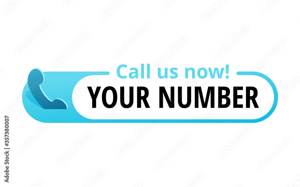 Poster call us button - template for phone number place in website header - conspicuous sticker with phone 