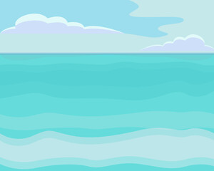 Fototapeta na wymiar Vector illustration of sea and sky with clouds. Beautiful summer background for your design