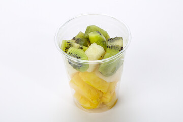 Sliced fruit mix in the box