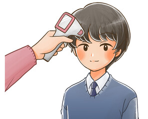 検温してもらう学生さんのイラスト3