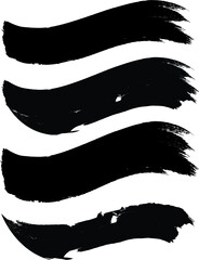 Grunge Paint Roller . Vector brush Stroke . Distressed banner . Black stripes isolated. paintbrush collection . Modern Textured shape . Dry border in Black . Bulge lines . Rough edges. 