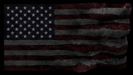 3d render of America flag in grunge style with handprints...