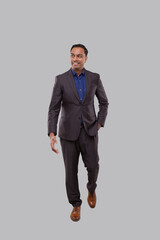 Businessman Walking Isolated. Indian Business Man Full Lenght