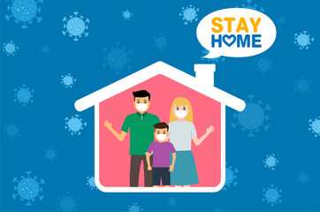 Family stay home during the coronavirus. covid-19 sign