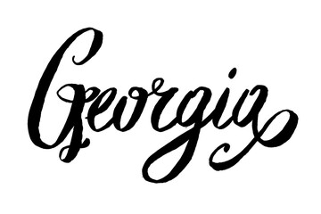 Fototapeta na wymiar USA States vector name phrase. Brush calligraphy of the Georgia. Hand-drawn typography of the USA with the name of the state. Modern brush ink lettering. America typographic sign.